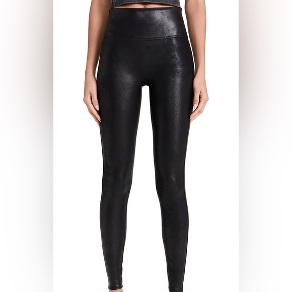 Spanx Black Faux Leather Leggings Size M EUC - Picture 1 of 8